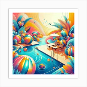 Colorful Pool Art Print