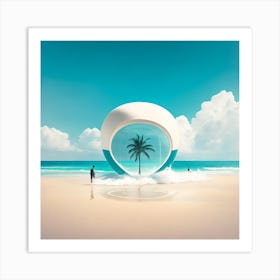 Sphere On The Beach Art Print