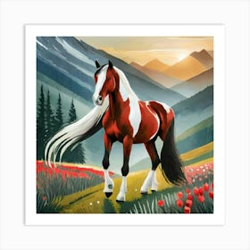 Caballo Dibujo Largo Penacho Art Print