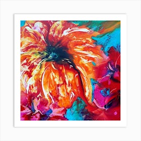 Colourful Tropical Flower Painting 3 Square Art Print