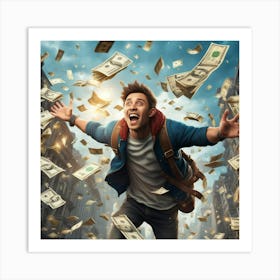 Money Flying In The Air Art Print