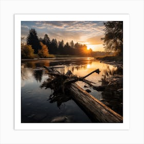 Sunset On The River Art Print