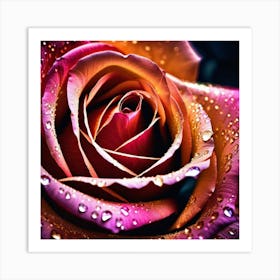 Pink Roses With Raindrops Art Print