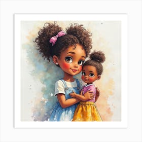 Little African American Girl And Her Doll Poster