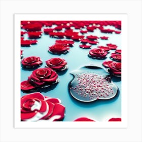 Red Roses On Water Art Print