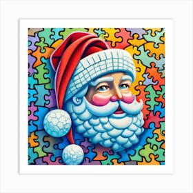 Santa A Colourful Puzzle Art Print