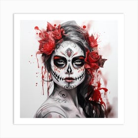 Artjuicebycsaba Olored Pencil And Black Ink A Dios Muertes Mexi C51402a9 B3b1 44b5 8162 E5ef01f1fb01 Denoised Upscaled X4 Art Print