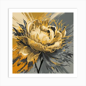 Golden Peony A Dynamic Sketch Of Bloom And Color (1) Art Print