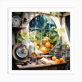 Oranges In The Window Art Print