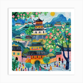 Kids Travel Illustration Xian 3 Art Print