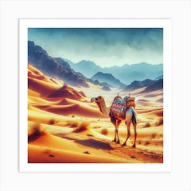 Camel In The Desert 4 Art Print