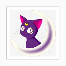 Purple Cat Illustration Art Print