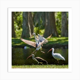 Ibis Bird taking off Art Print