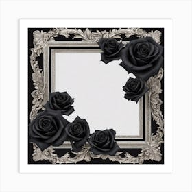 Black Roses In A Frame 1 Art Print