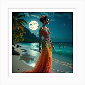 Moonlight On The Beach 1 Art Print