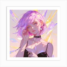 Kawai Pink Hair Anime Girl Art Print