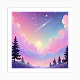 Sky With Twinkling Stars In Pastel Colors Square Composition 195 Art Print