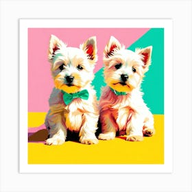 West Highland White Terrier Pups, This Contemporary art brings POP Art and Flat Vector Art Together, Colorful Art, Animal Art, Home Decor, Kids Room Decor, Puppy Bank - 164th Art Print