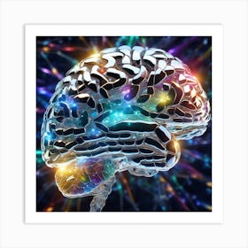 Brain With Colorful Lights Art Print