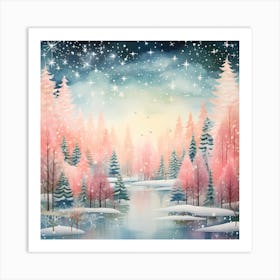 Frost-kissed Festivity: Watercolour Christmas Delight Art Print