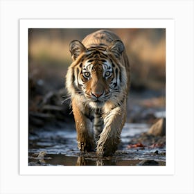 Tiger Walking In Water Art Print