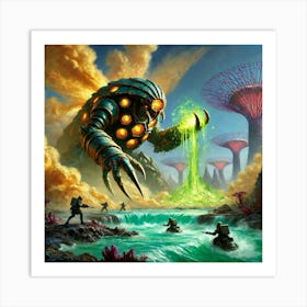 Venusian Kaiju Manipulating Environment Converted Art Print