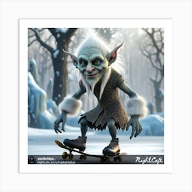 Elf On A Skateboard Art Print