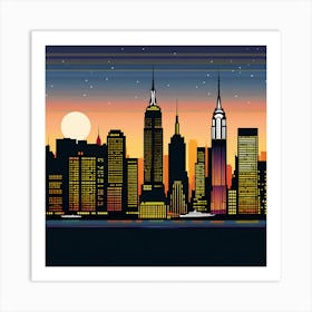 New York City Skyline 6 vector art Art Print