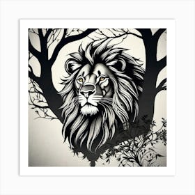 Lion In The Tree Art Print