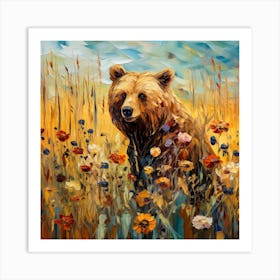 Brown Bear In The Meadow 2 Art Print