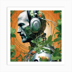 Man With Headphones 1 Art Print