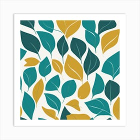 Leaves On A White Background Art Print