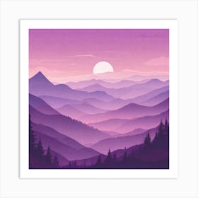 Misty mountains background in purple tone 68 Art Print