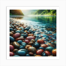 Pebbles On The River Art Print