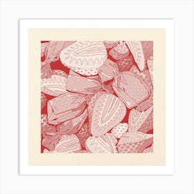 Duotone Strawberry Square Art Print