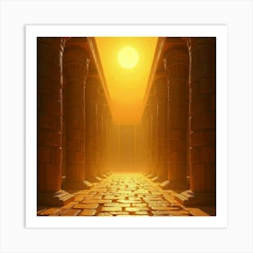 A Mystical Temple Dedicated To Ra, The Sun God, Bathed In Golden Light 1 Art Print