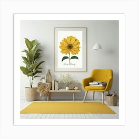 Always Blooming Good Mood Mustard Yellow Living Room A 3 Art Print