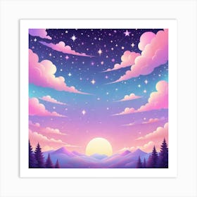 Sky With Twinkling Stars In Pastel Colors Square Composition 310 Art Print