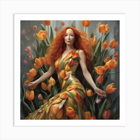 Tori in the Tulips Art Print