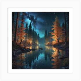 Forest At Night Art Print