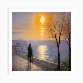 Sunset Over The Water Art Print