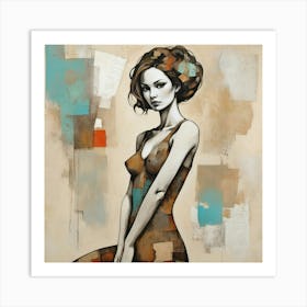 Mixed Media Pose Abstract Figurative Art Print 2 Art Print