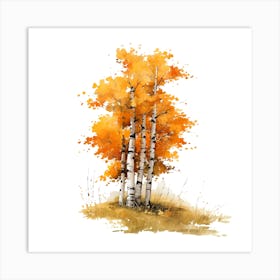 Autumn Birch Trees Art Print