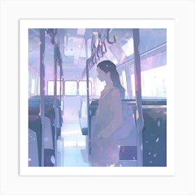 Anime Girl On A Train 1 Art Print