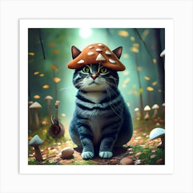 Cat In The Forest Art Print