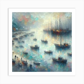 Boats In The Harbor Art Print