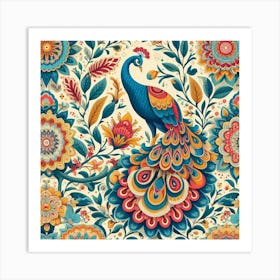 Peacock William Morris Art Print