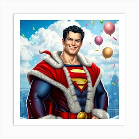 Flux Schnell A Jovial Superman Donning A Crimson Santalike Cos 2 Art Print