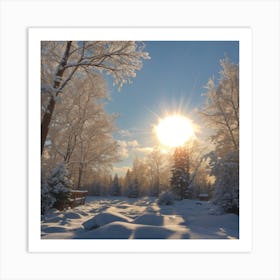 Winter Sun In The Forest Art Print