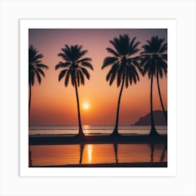 Sunset Palm Trees Art Print